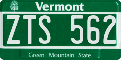 VT license plate ZTS562