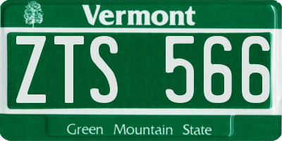 VT license plate ZTS566