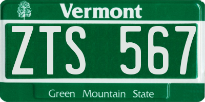 VT license plate ZTS567
