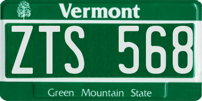 VT license plate ZTS568