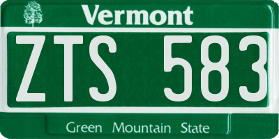 VT license plate ZTS583