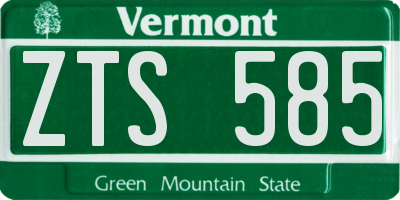 VT license plate ZTS585