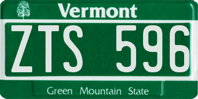VT license plate ZTS596