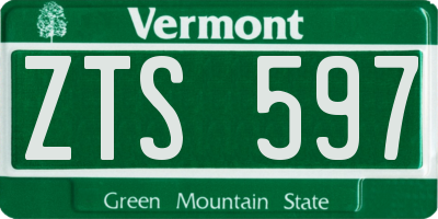 VT license plate ZTS597