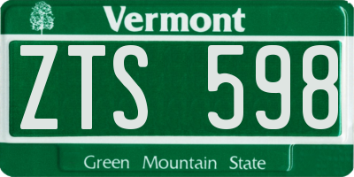 VT license plate ZTS598