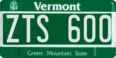 VT license plate ZTS600