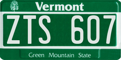 VT license plate ZTS607