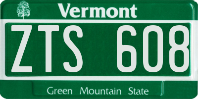 VT license plate ZTS608
