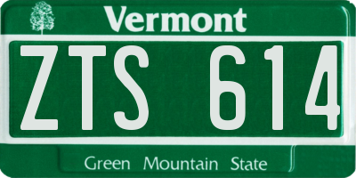 VT license plate ZTS614