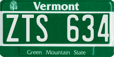 VT license plate ZTS634