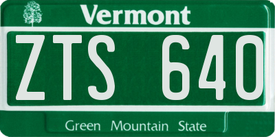 VT license plate ZTS640