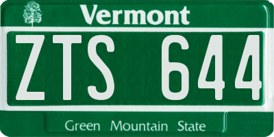 VT license plate ZTS644