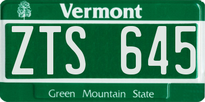 VT license plate ZTS645