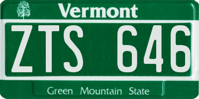 VT license plate ZTS646