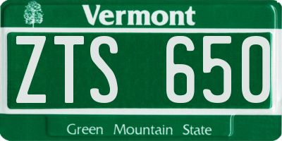 VT license plate ZTS650
