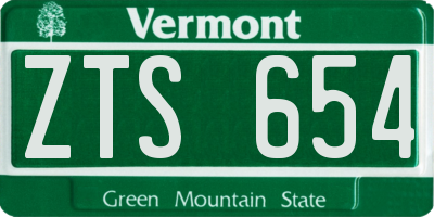 VT license plate ZTS654
