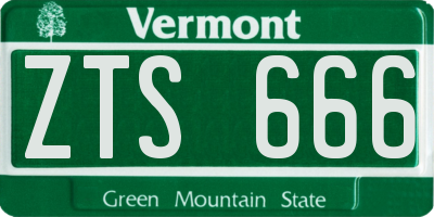 VT license plate ZTS666
