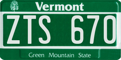 VT license plate ZTS670
