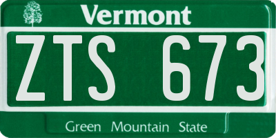 VT license plate ZTS673
