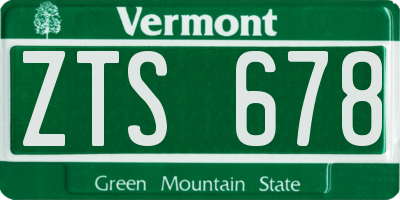 VT license plate ZTS678