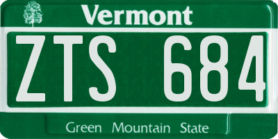 VT license plate ZTS684