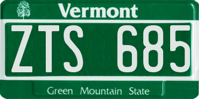 VT license plate ZTS685
