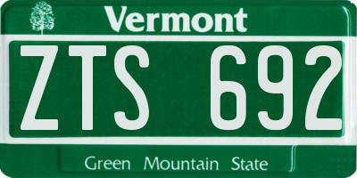 VT license plate ZTS692