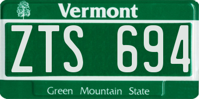 VT license plate ZTS694