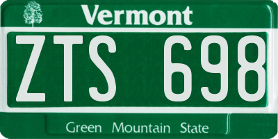 VT license plate ZTS698