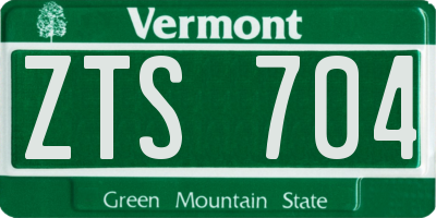 VT license plate ZTS704