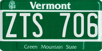 VT license plate ZTS706