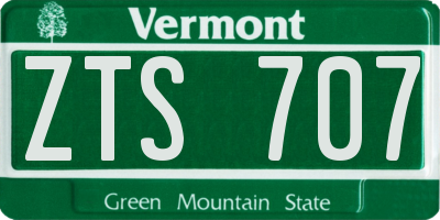 VT license plate ZTS707