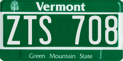 VT license plate ZTS708