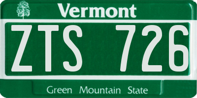 VT license plate ZTS726