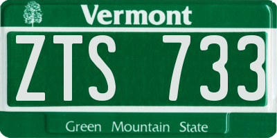 VT license plate ZTS733