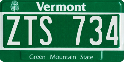 VT license plate ZTS734