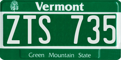VT license plate ZTS735