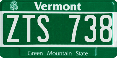 VT license plate ZTS738