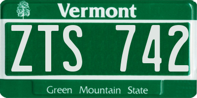 VT license plate ZTS742