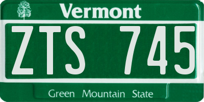 VT license plate ZTS745