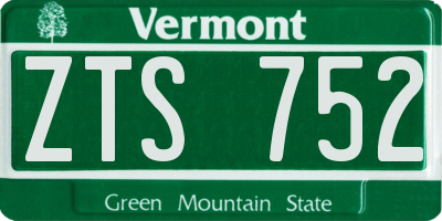 VT license plate ZTS752