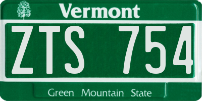 VT license plate ZTS754