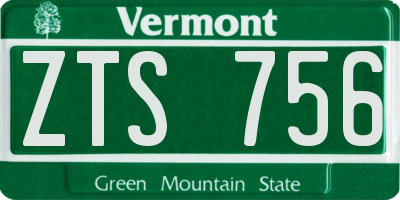 VT license plate ZTS756