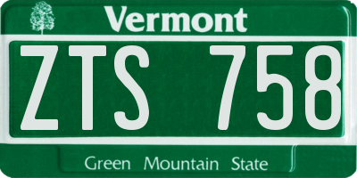 VT license plate ZTS758