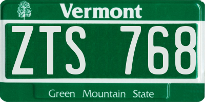 VT license plate ZTS768