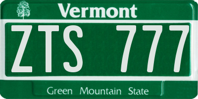 VT license plate ZTS777