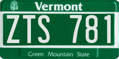 VT license plate ZTS781