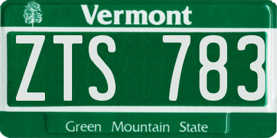 VT license plate ZTS783
