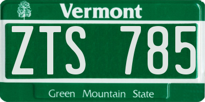 VT license plate ZTS785