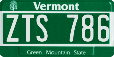 VT license plate ZTS786